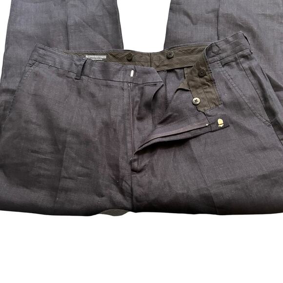 J. Peterman Company Men Flat Front Linen Cuffed Pants Size 38x28 Navy Blue - Picture 4 of 5